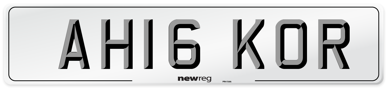 AH16 KOR Number Plate from New Reg